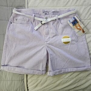 Riders by Lee Women's Lavender White Pin Stripe Midrise Shorts Size 16